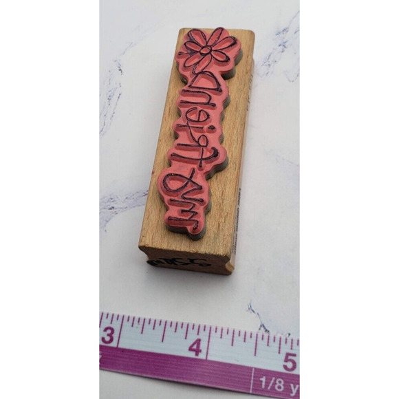 Kolette Hall My Friend Flower Words Phrases Writing Wood Mounted Rubber Stamp - Picture 3 of 7